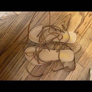 Brown Leather Lace Up Sandals